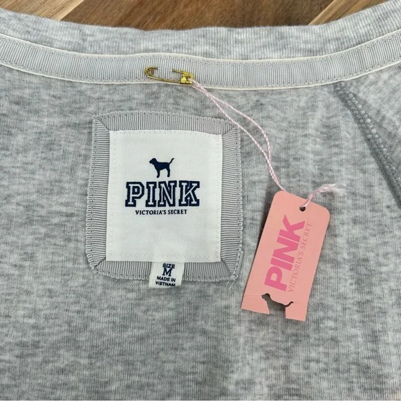 NWT VTG Y2K PINK Victoria’s Secret University of Pink Ribbed Thermal Henley Top - Picture 9 of 13